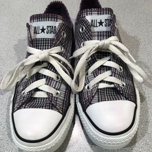 Converse All-Star Low Purple/Grey/Blk plaid Sz 6